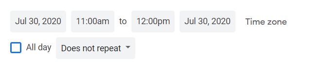 Google Meet Calendar Invite - Meeting Time